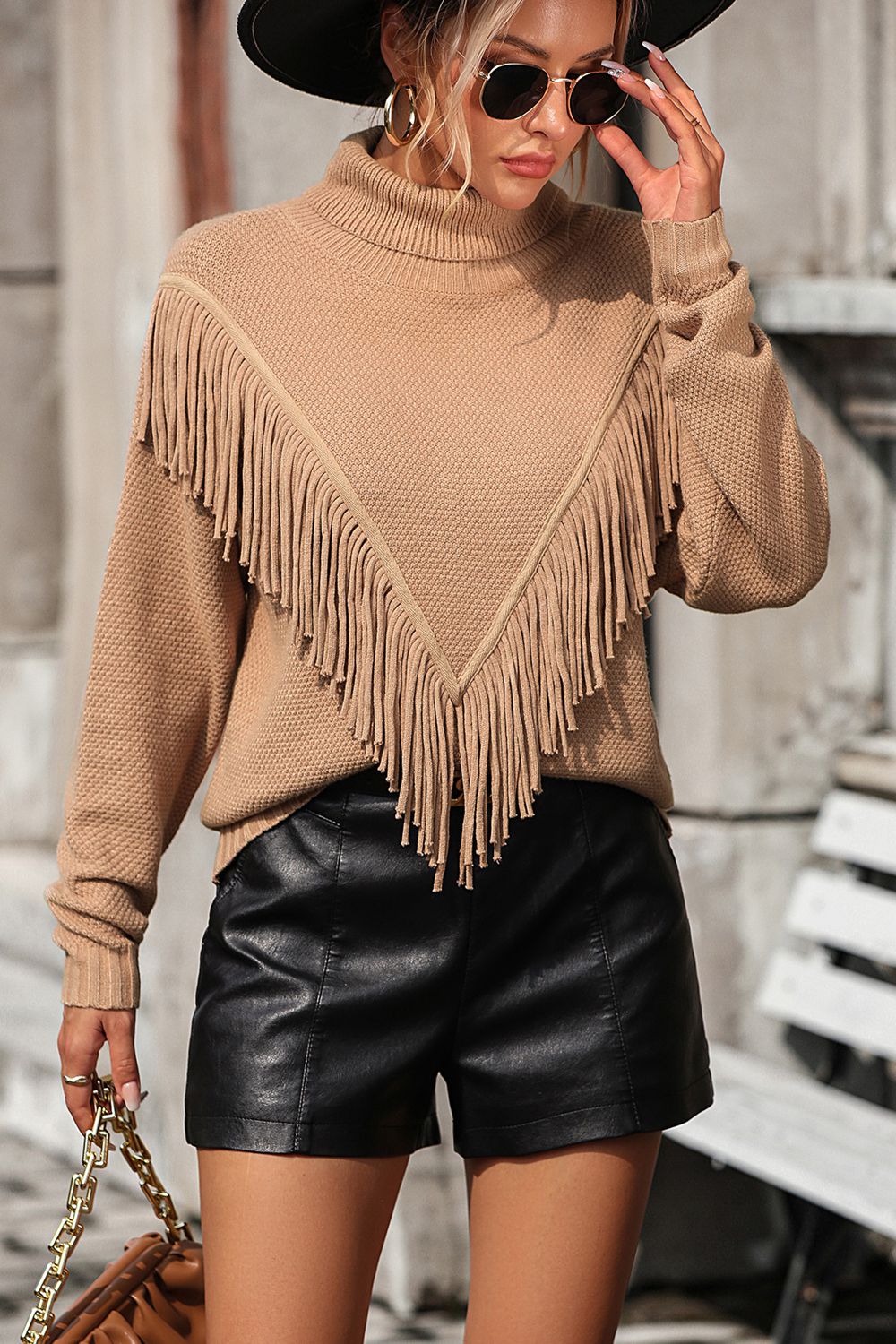 Esme Fringe Turtleneck Sweater