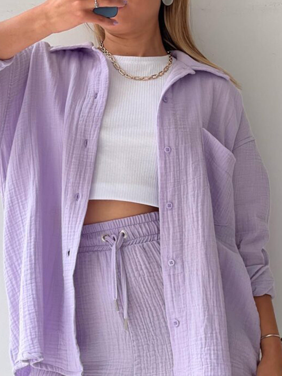 Joanna Button Up Shirt & Shorts Set