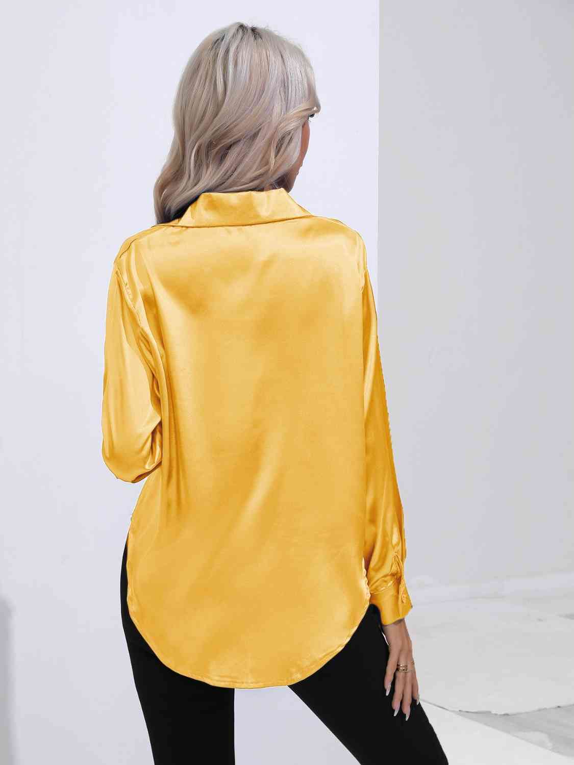 Satin Serenity Button-Up Shirt