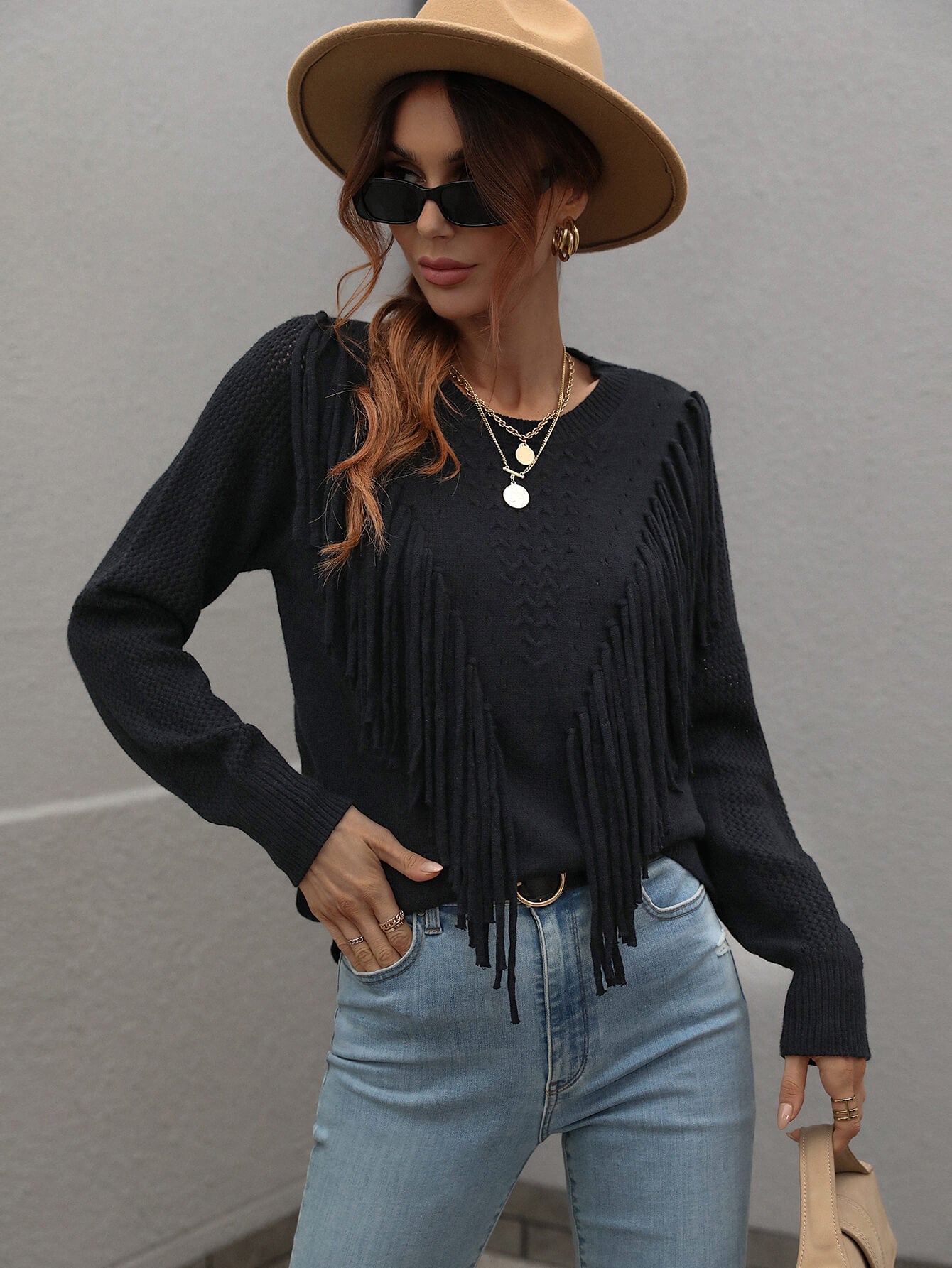 Effortless Fringe Accent Sweater