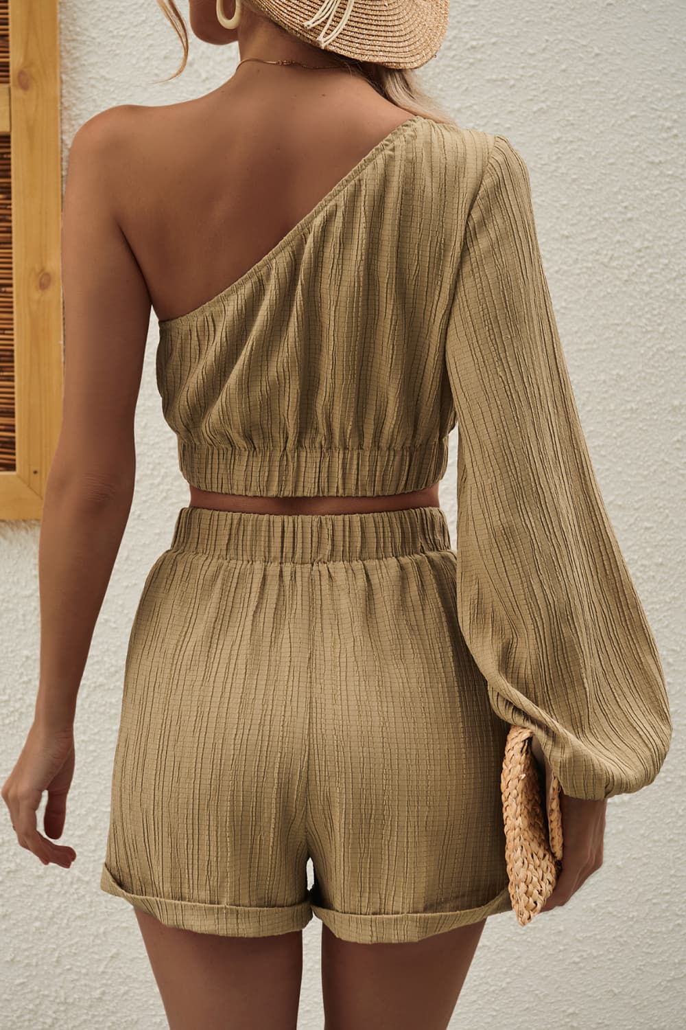 One-Shoulder Shorts Set