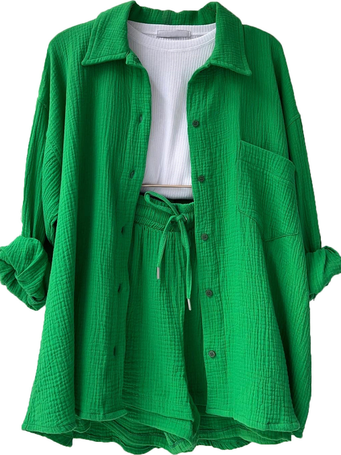 Joanna Button Up Shirt & Shorts Set