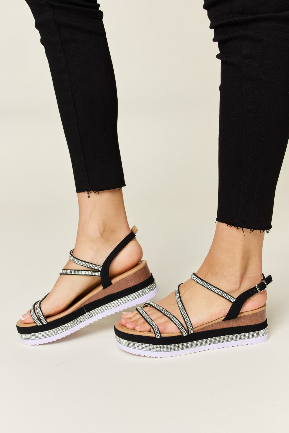 Sparkle Strut Wedge Sandals