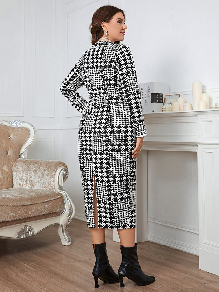 Malia Plus Size Houndstooth Dress