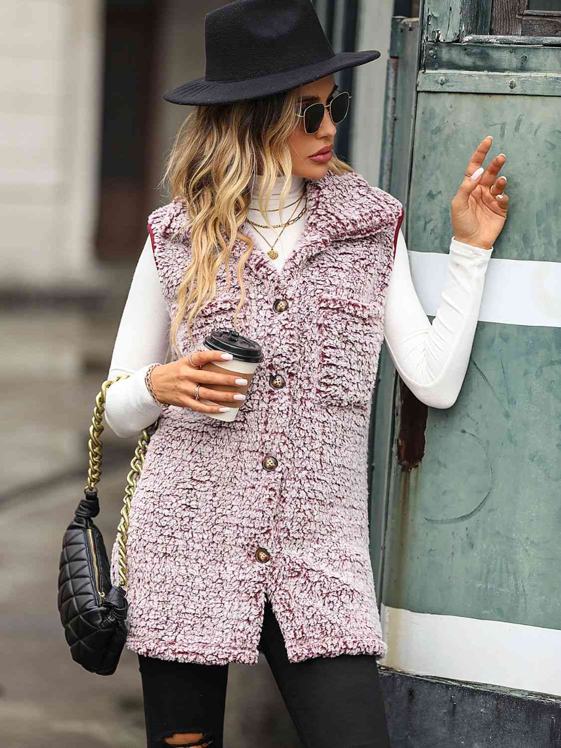 Arctic Allure Button-Down Sherpa Vest