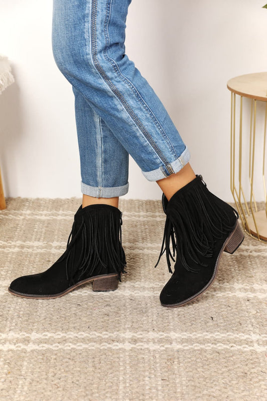 Western Fusion Fringe Ankle Boots