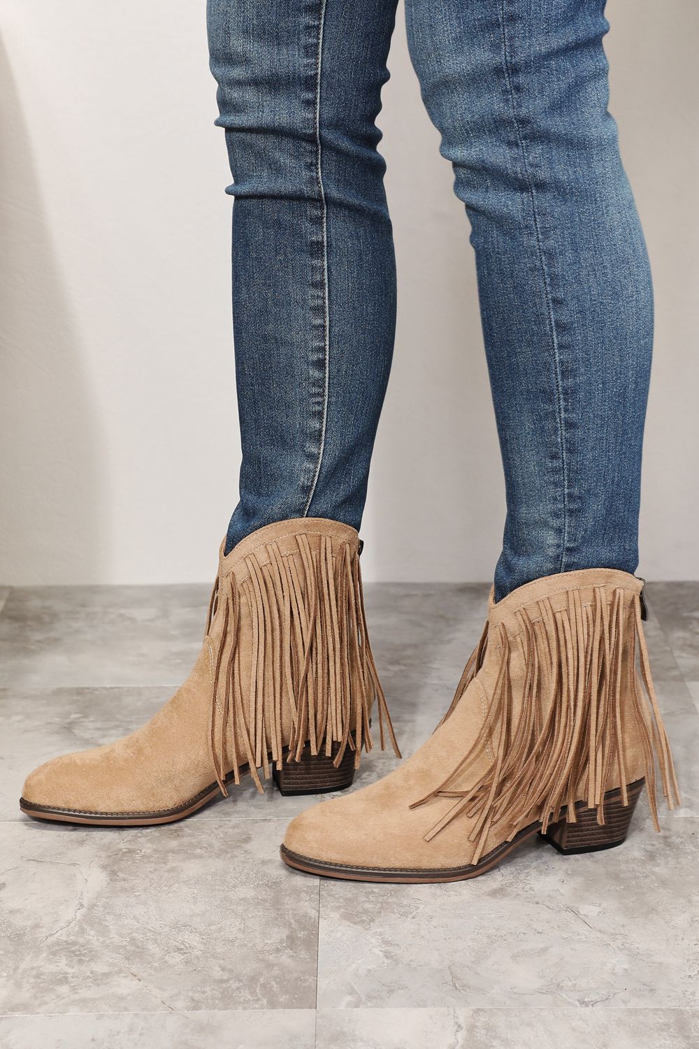 Western Fusion Fringe Ankle Boots