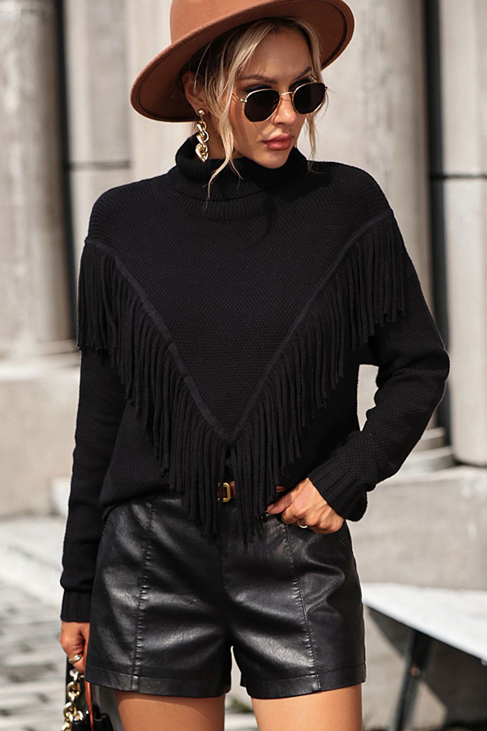 Esme Fringe Turtleneck Sweater