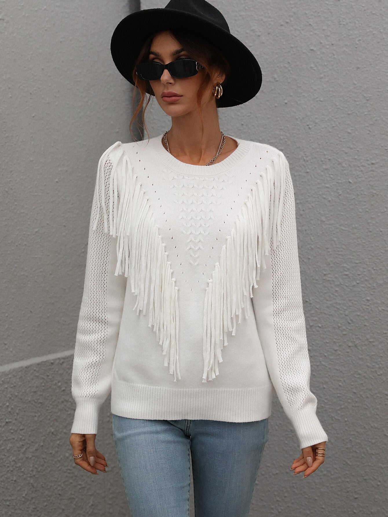 Effortless Fringe Accent Sweater