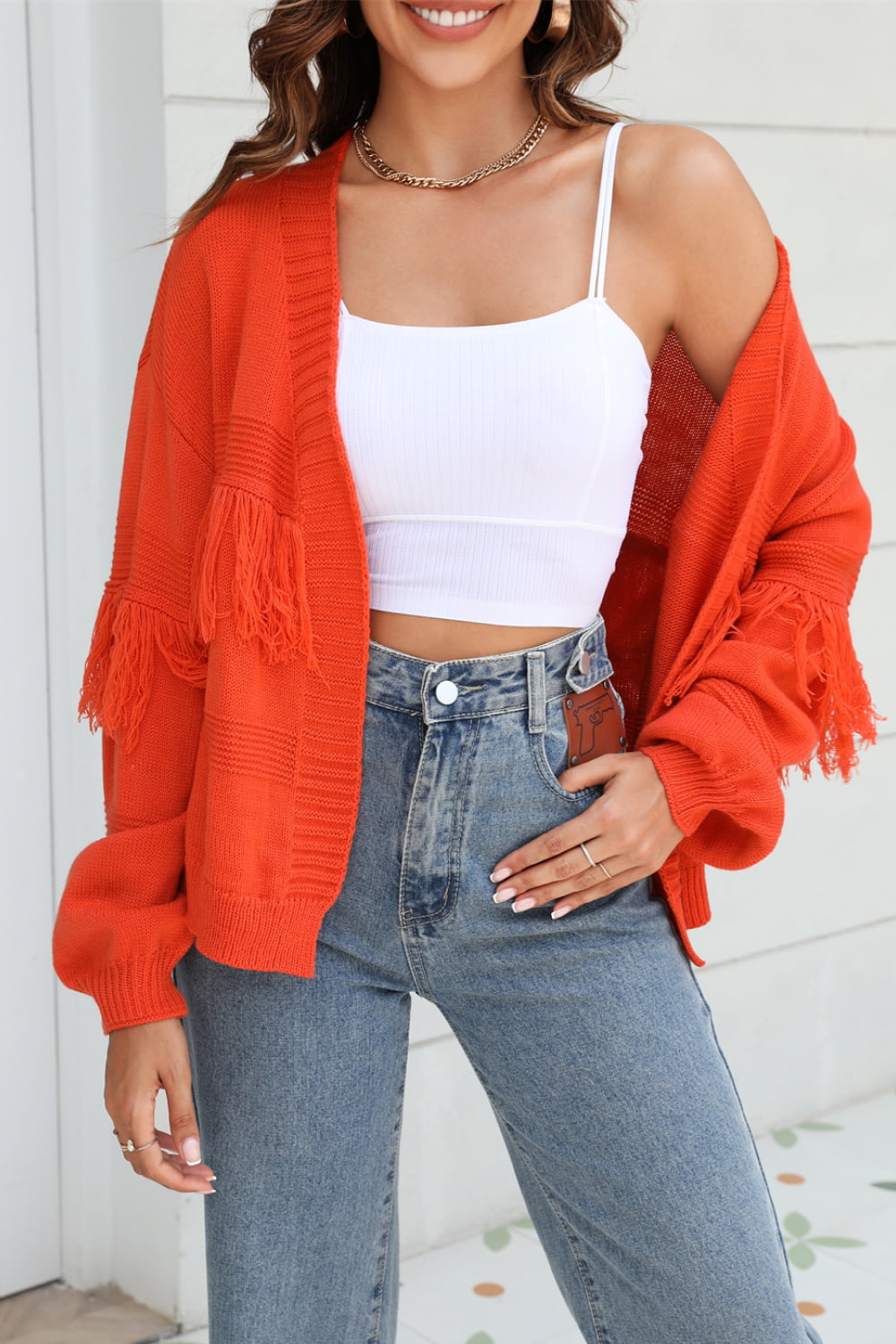Fringe Open Front Cardigan