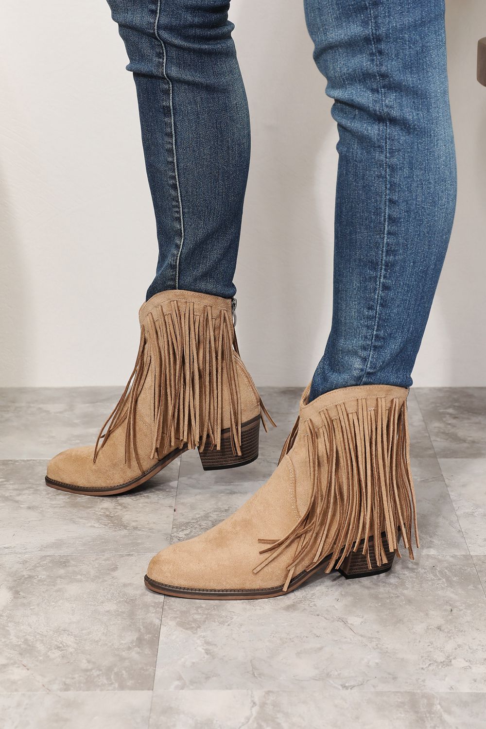 Western Fusion Fringe Ankle Boots