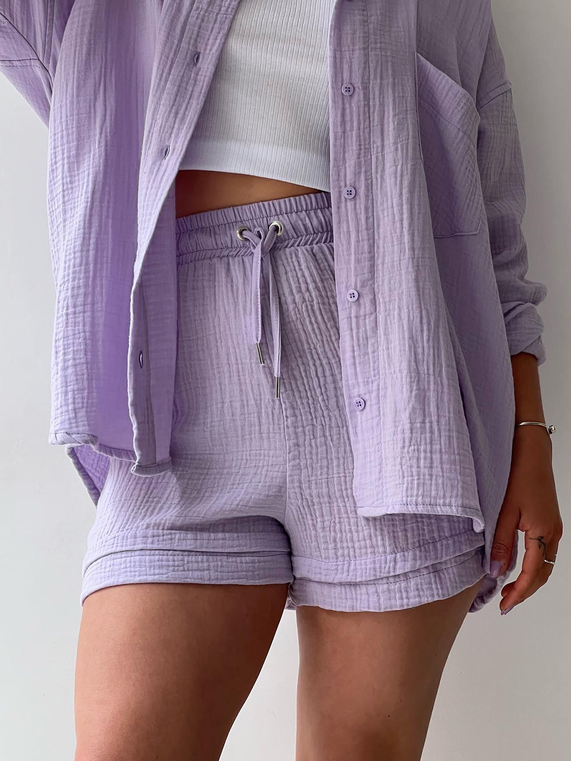 Joanna Button Up Shirt & Shorts Set