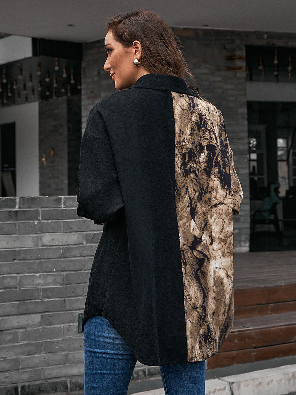 Collared Contrast Top