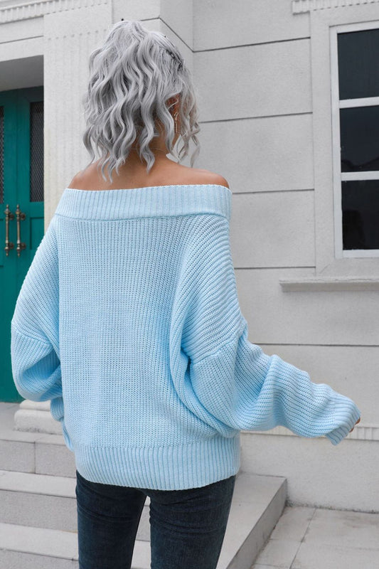 Off-Shoulder Comfort Ribbed Sweater