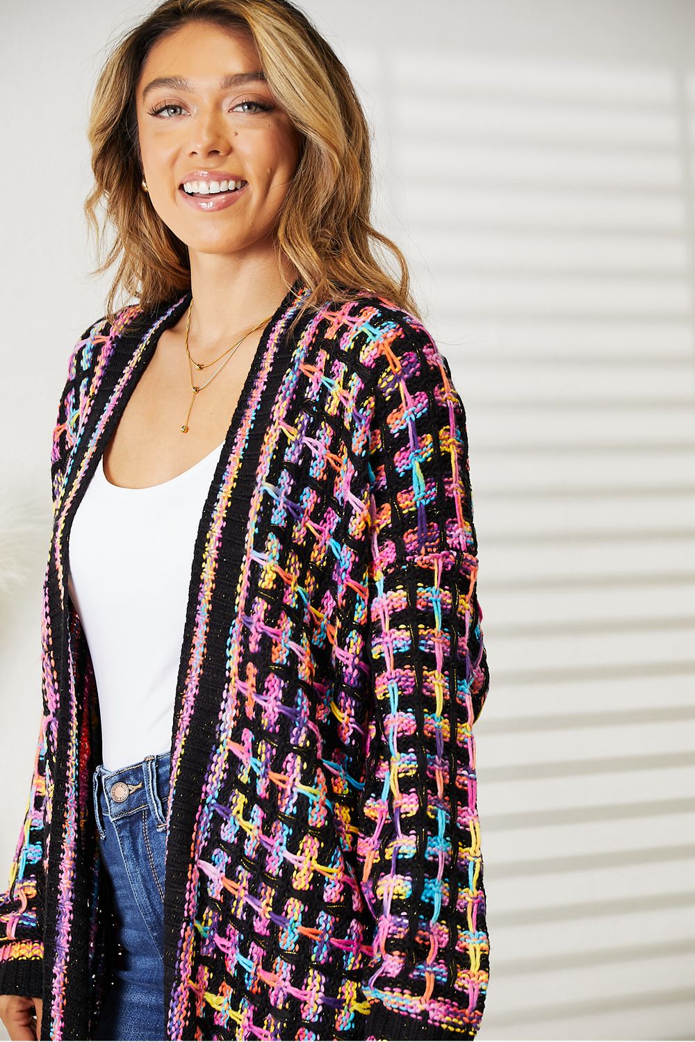 Kaleidoscope Fringe Long Cardigan