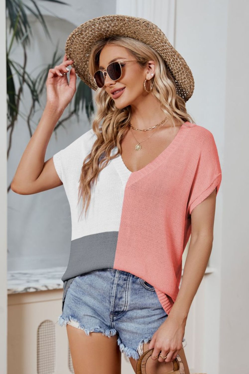 Color Block Knit Top