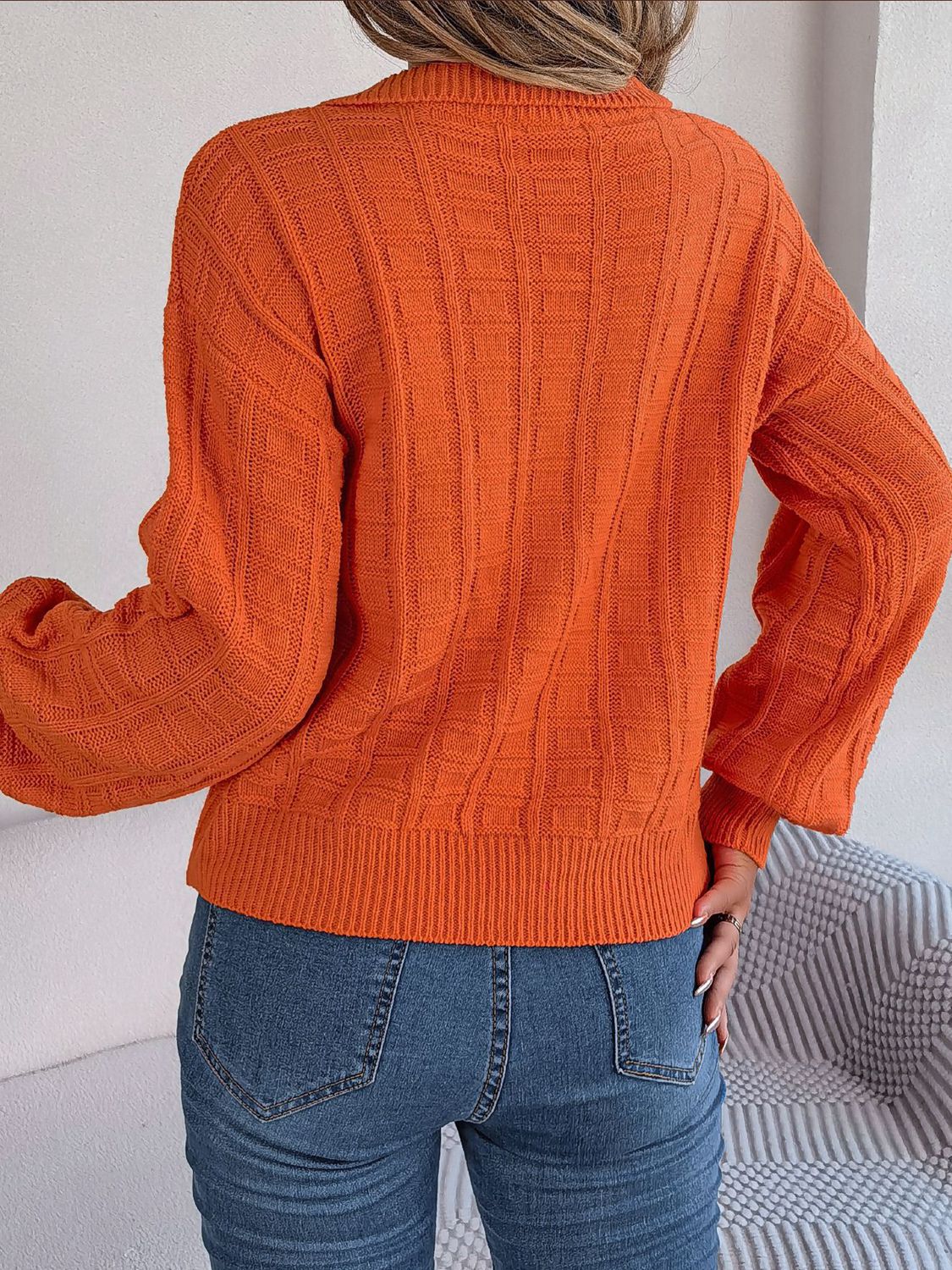 Effortless Textured Collared Sweater