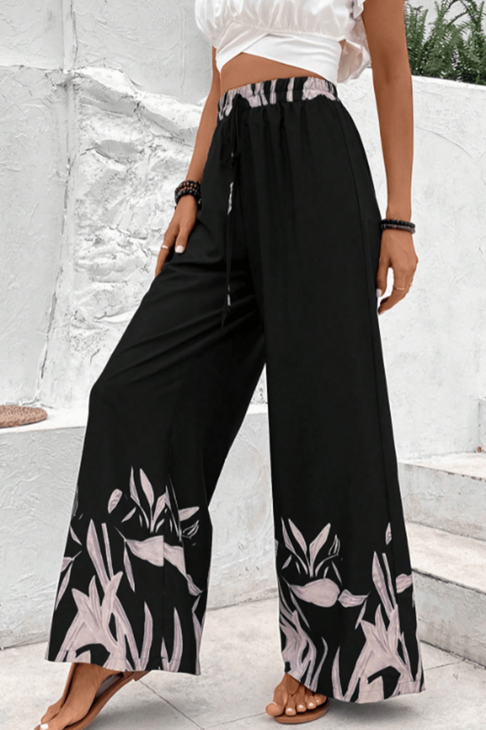Drawstring High Waist Pants