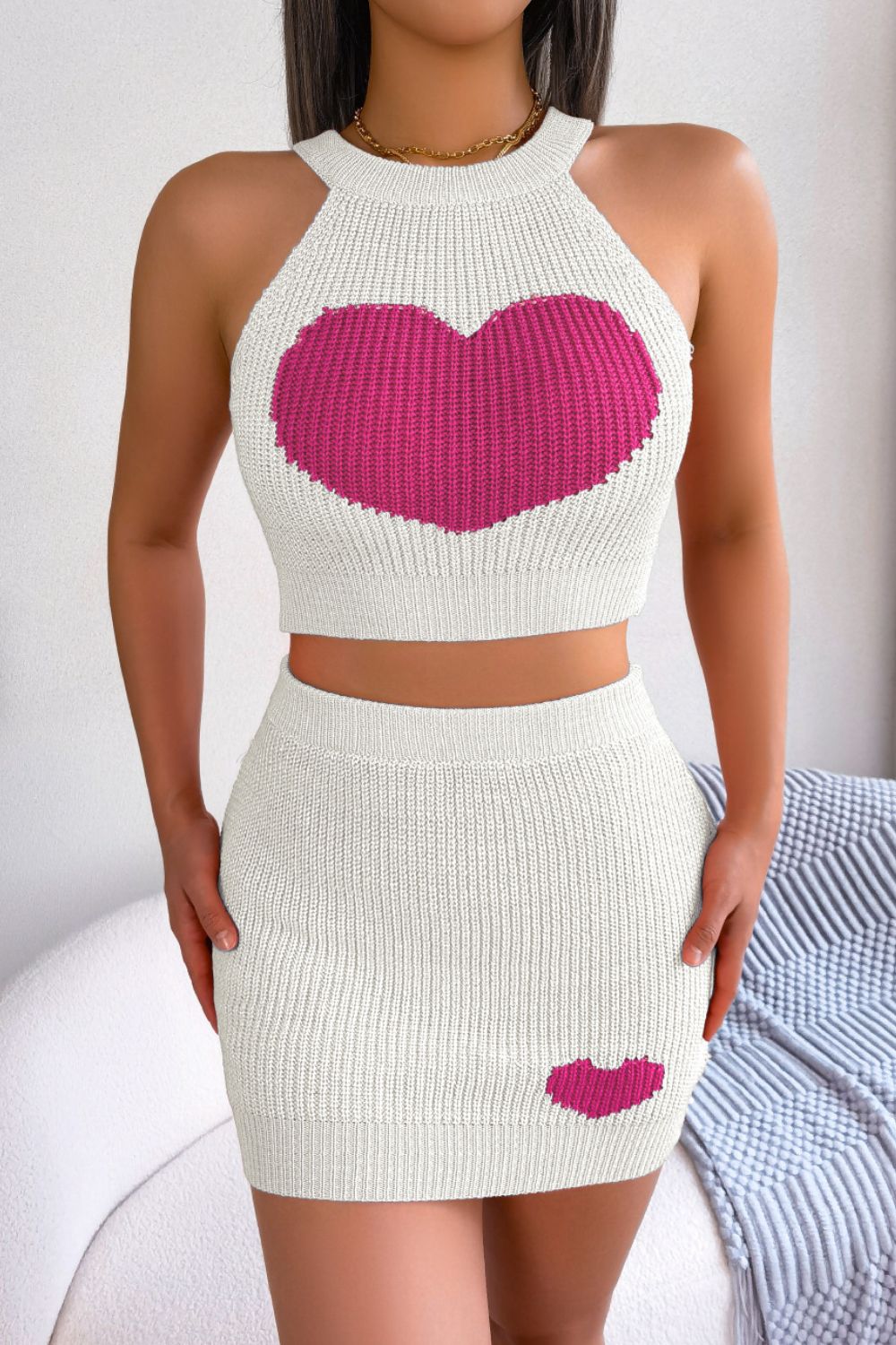 Sweetheart Ribbed Knit Set