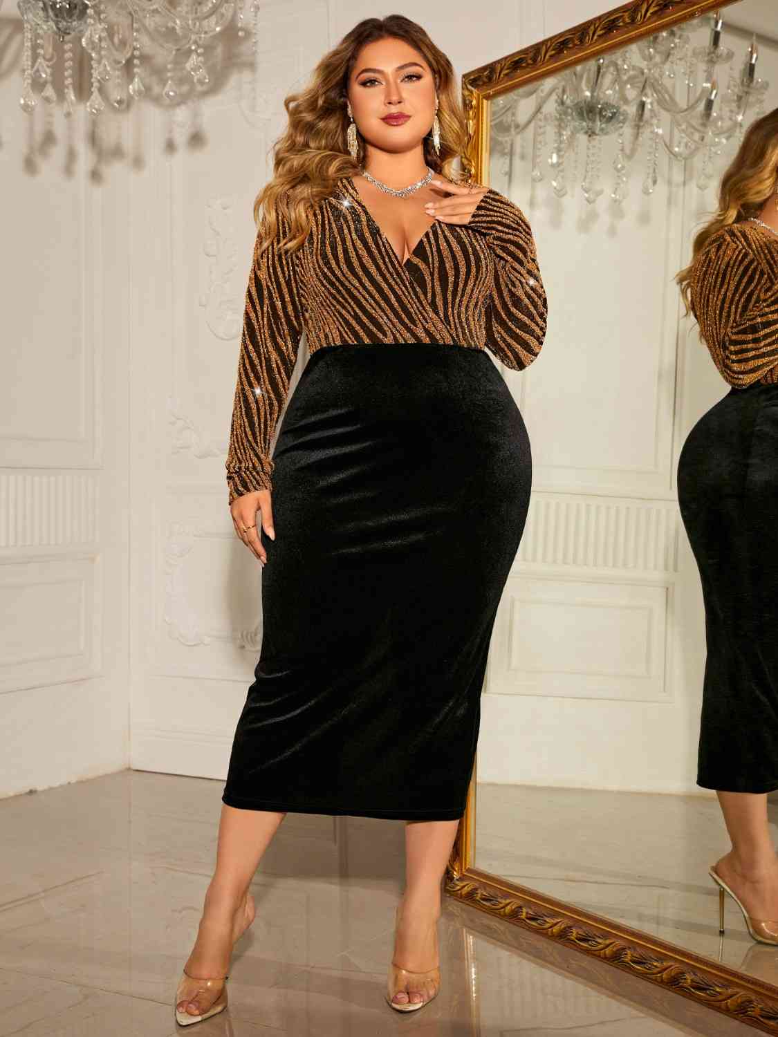 Plus Size Luxe Velvet Affair Surplice Dress