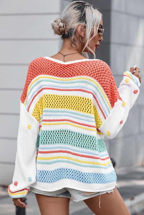 Color Cascade Openwork Sweater
