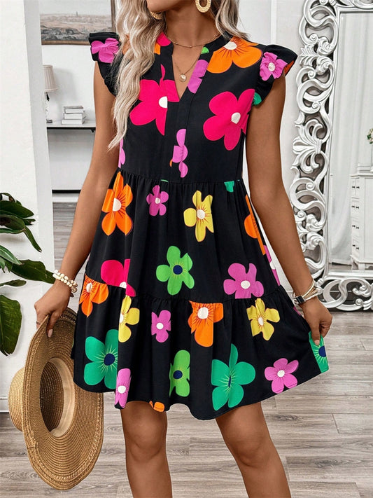 Garden Glow Notched Dress