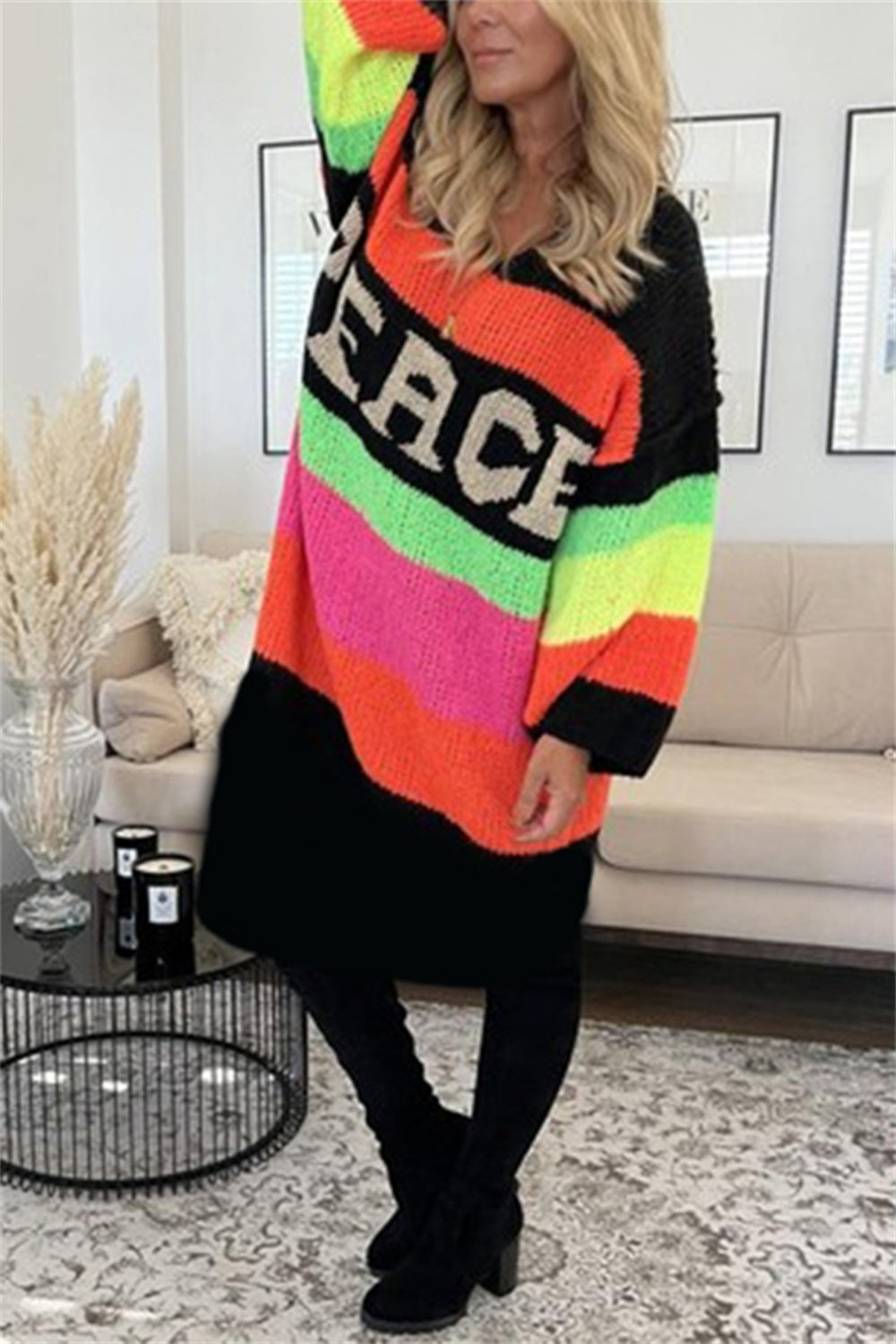 Vivid Block Sweater Dress