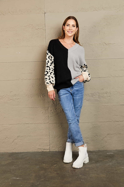 Melody Leopard Colorblock Sweater