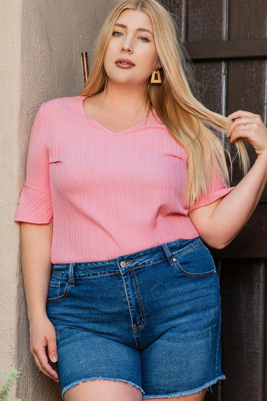 Rosy Glow Plus Size Half Sleeve Top