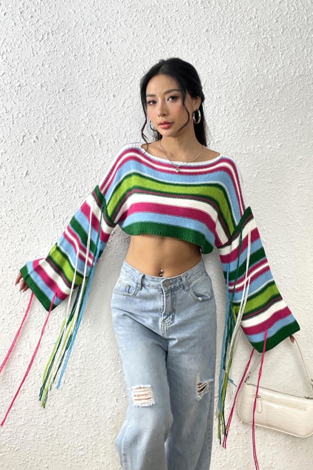 Fringe Fiesta Cropped Knit Top