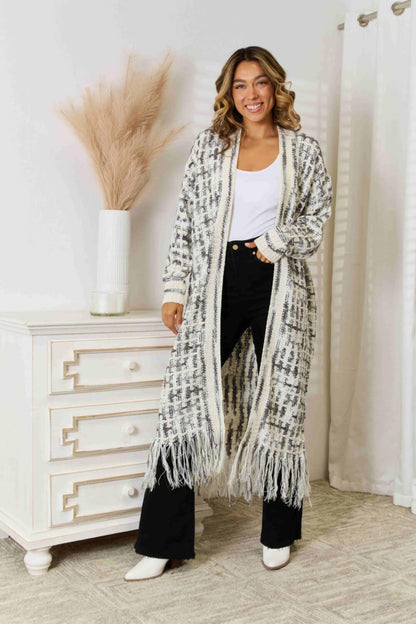 Kaleidoscope Fringe Long Cardigan