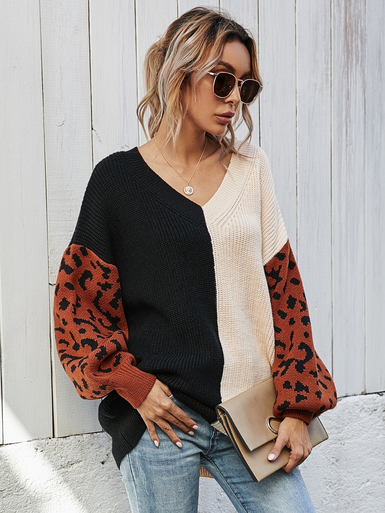 Melody Leopard Colorblock Sweater