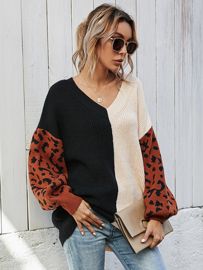 Melody Leopard Colorblock Sweater