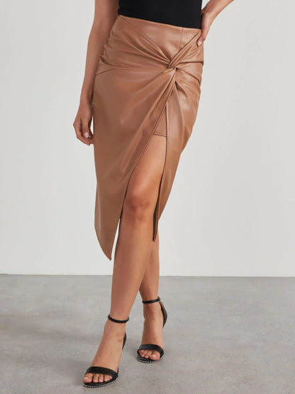 Sleek Twist High Waist Skirt