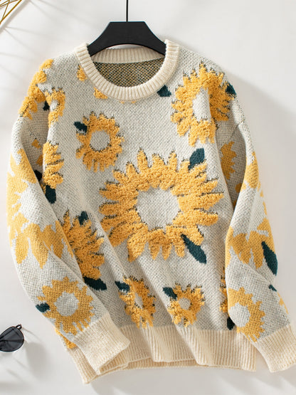 Golden Sunflower Pullover Sweater