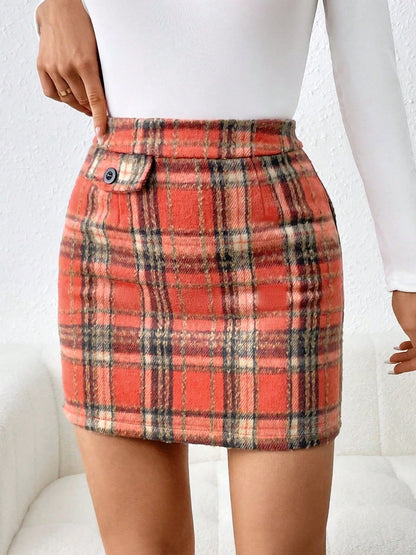 Rustic Charm Plaid Mini Skirt