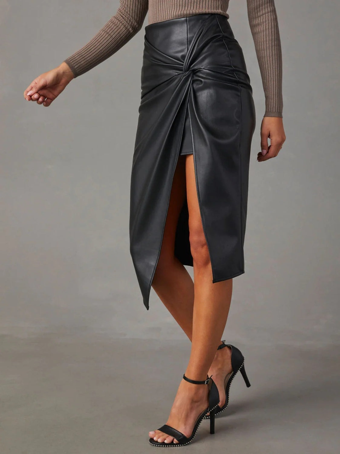 Sleek Twist High Waist Skirt