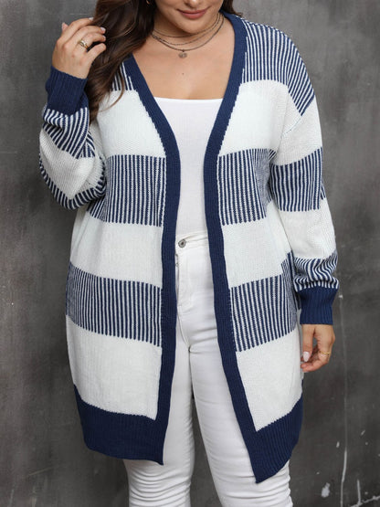 Plus Size Coastal Colorblock Cardigan