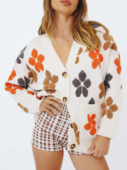 Blooming Button-Up Cardigan