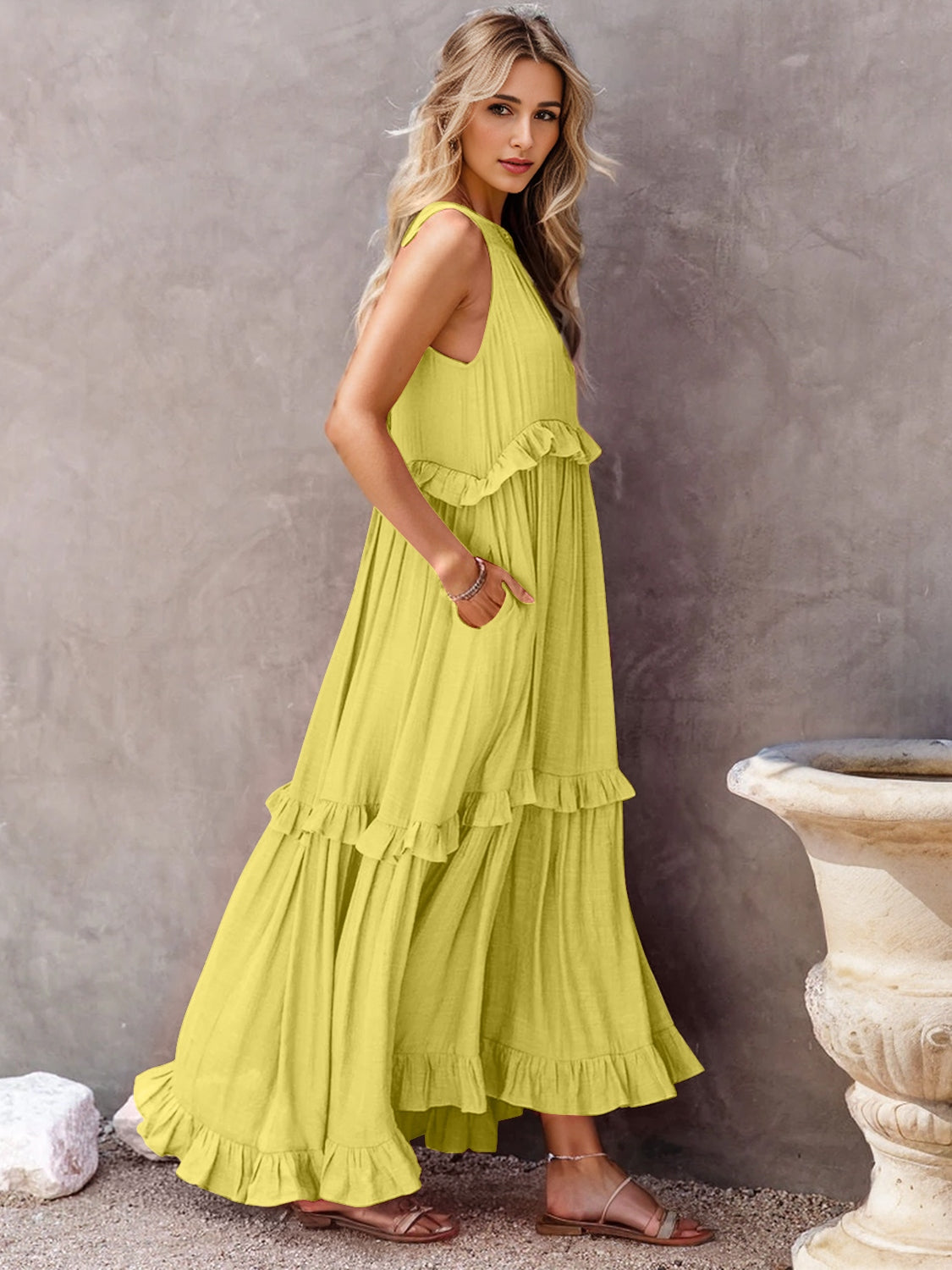 Ruffle Radiance Sleeveless Maxi