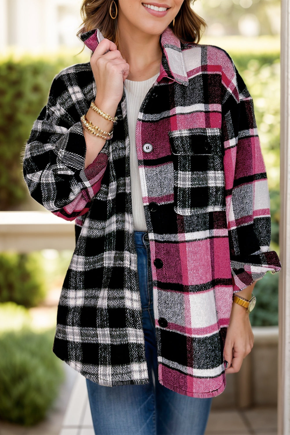 Blushing Nights Plaid Shacket