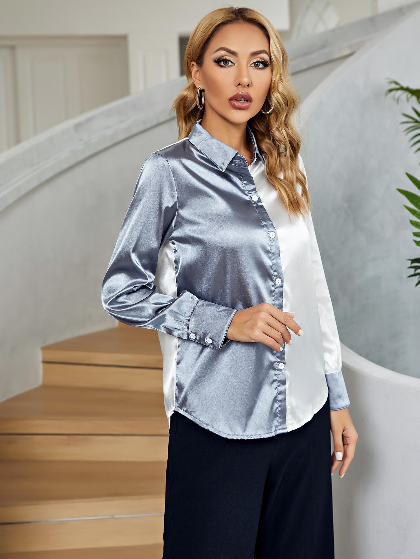 Skyline Satin Two-Tone Shirt