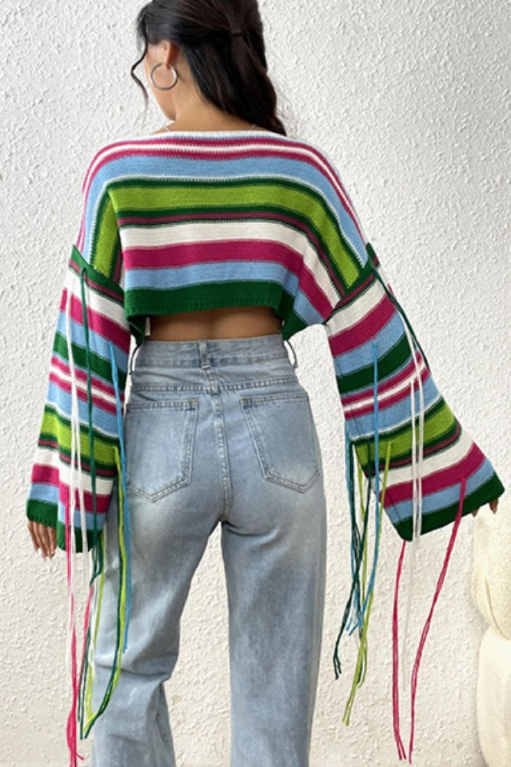 Fringe Fiesta Cropped Knit Top