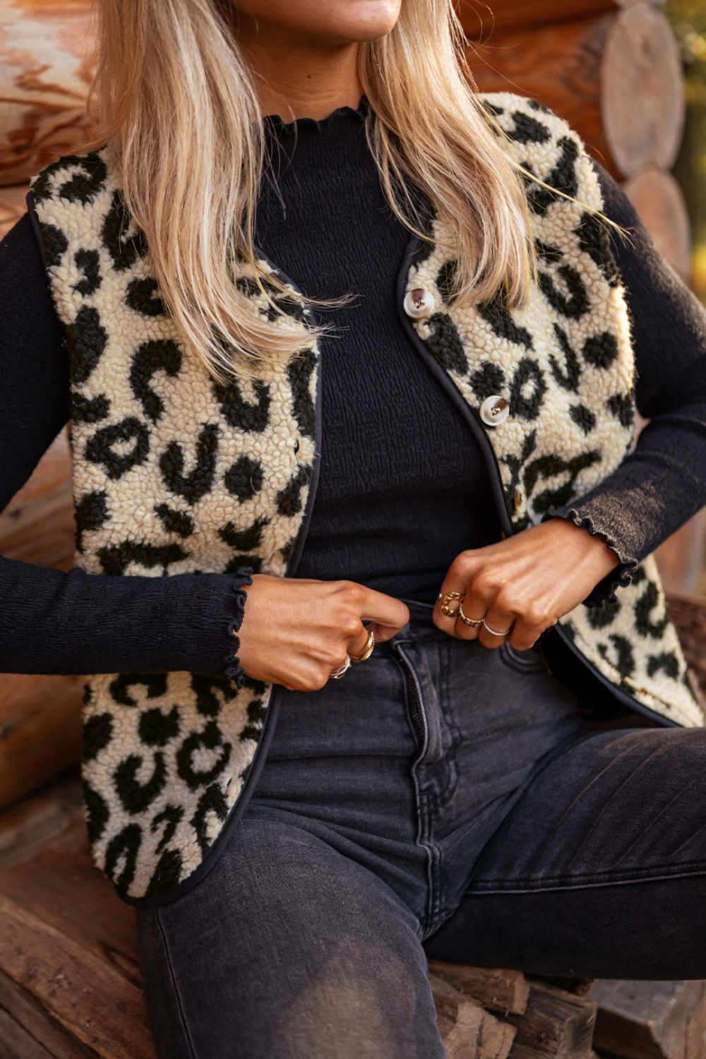 Savanna Leopard Button-Up Vest