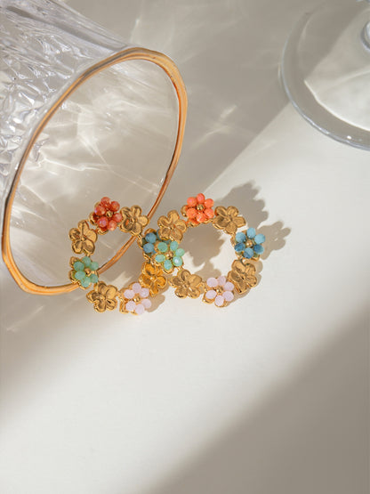 Crystal Petal Hoop Earrings