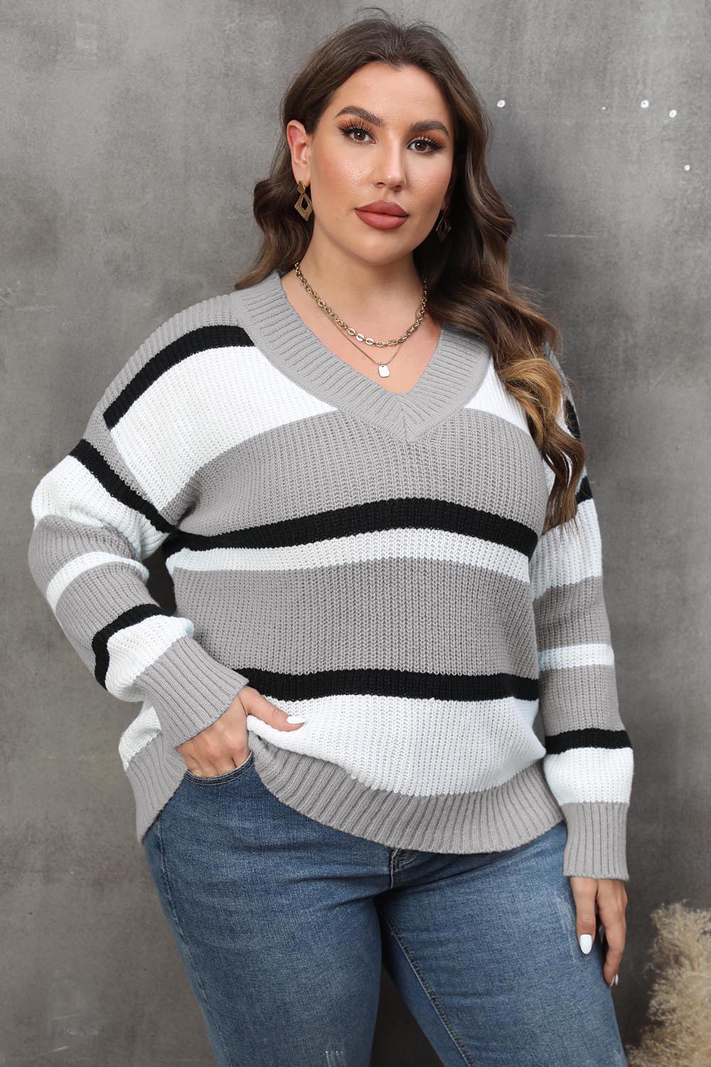 Bold Lines V-Neck Sweater