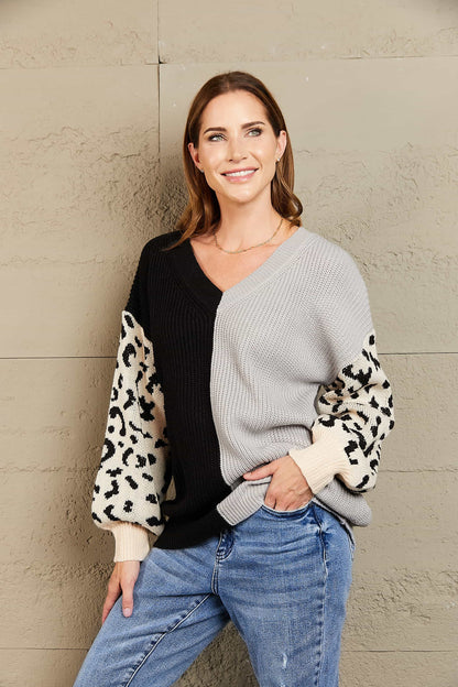 Melody Leopard Colorblock Sweater