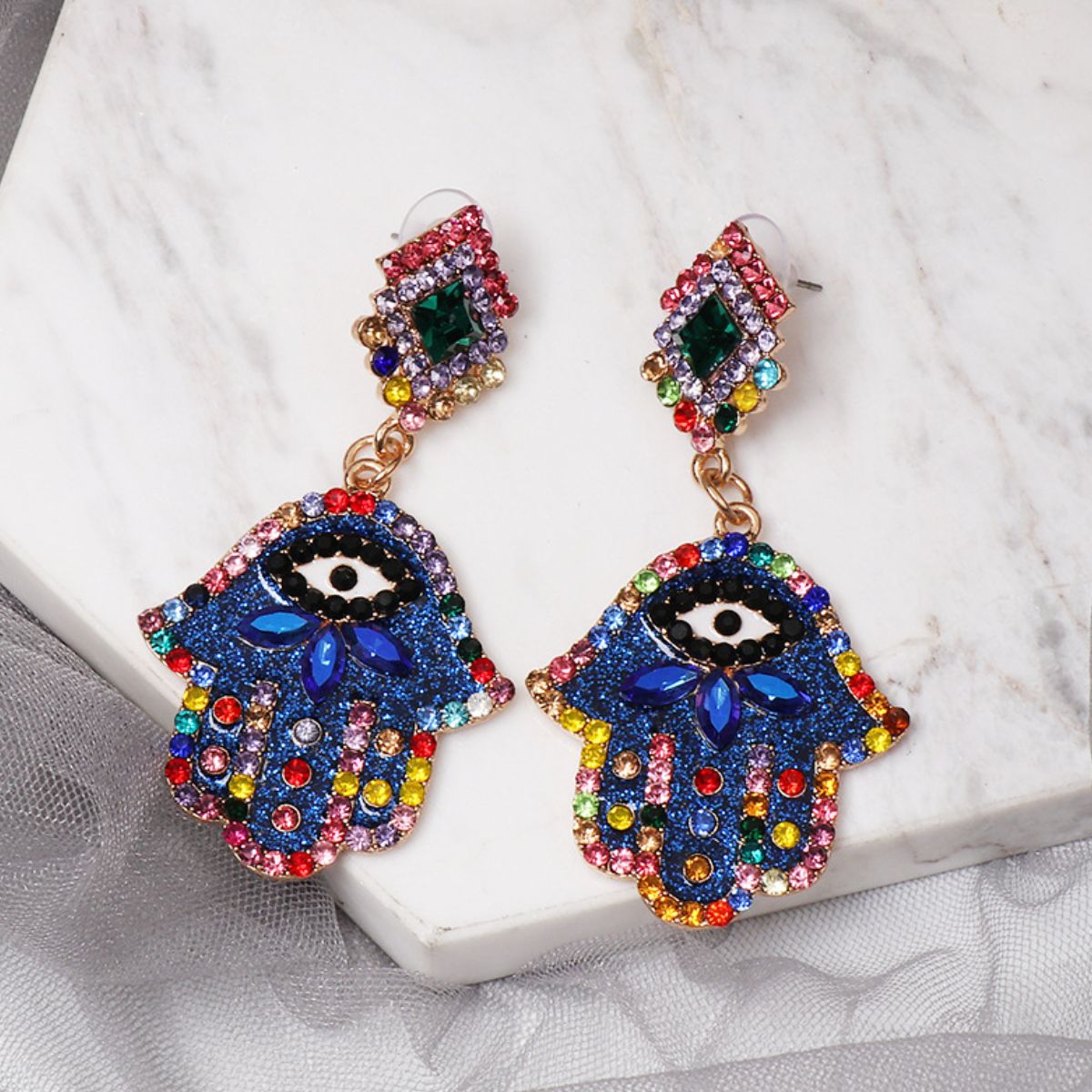 Spectrum Evil Eye Hamsa Earrings