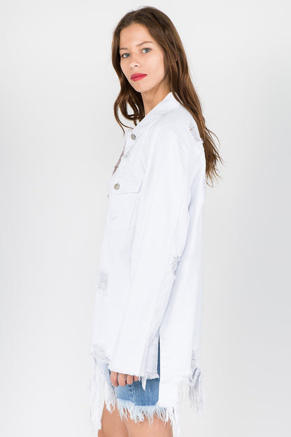 Fray & Fierce White Denim Jacket