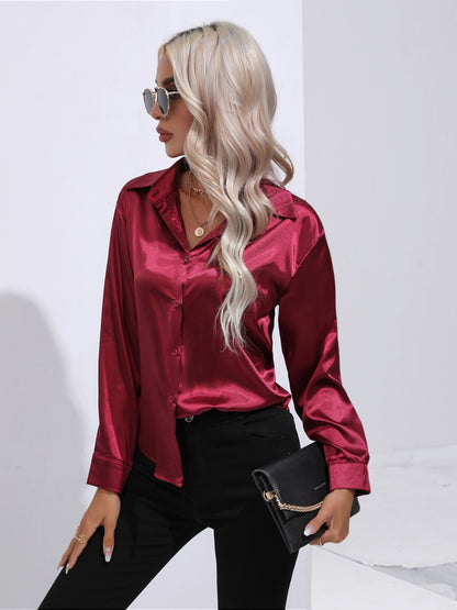 Satin Sensation Buttoned Blouse